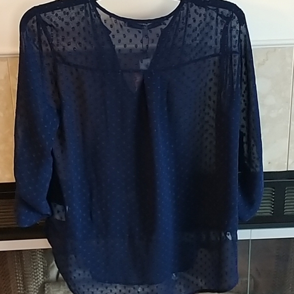 Stitch Fix Navy Damon Swiss Dot Shear Blouse XS - Picture 5 of 12